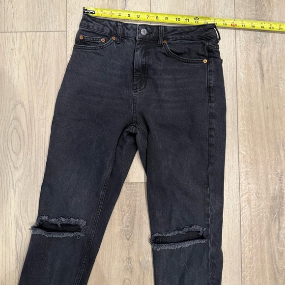 ASOS Topshop Women’s‎ Straight-Leg High-Rise Ripped Black Denim Stretch Jeans 30 - Picture 5 of 8
